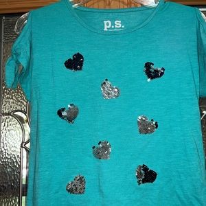 girls sequin heart tee